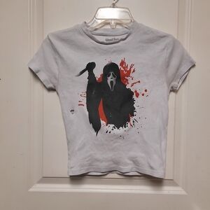 Bioworld White and Black Crop Top with Red Accents